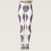 Kleurrijk leuk neon Graffiti mousserend hartontwer Leggings (Voorkant)