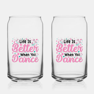 Kleurrijk "Leven is beter als je danst" Grafisch o Blikvorm Glas