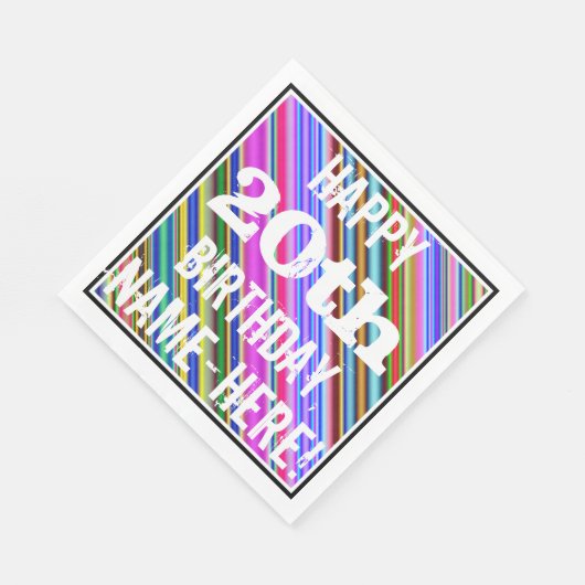 Kleurrijk, levendig 20e verjaardag + eigen naam servetten (Hoek)