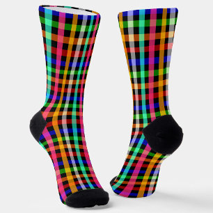 Kleurrijk Levendig Gingham Rut Patronen Sokken