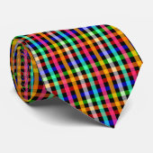 Kleurrijk Levendig Gingham Rut Patronen Stropdas (Opgerold)