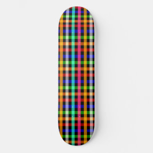 Kleurrijk Levendig Gingham Rutpatroon Ontwerp Skateboard