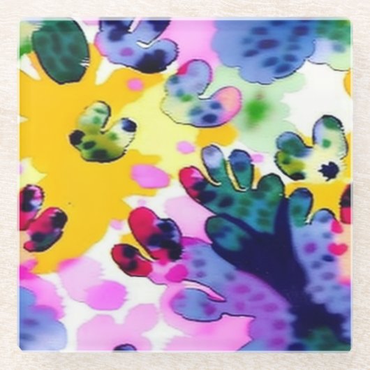 Kleurrijk levendig ontwerp glazen onderzetter (Voorkant)