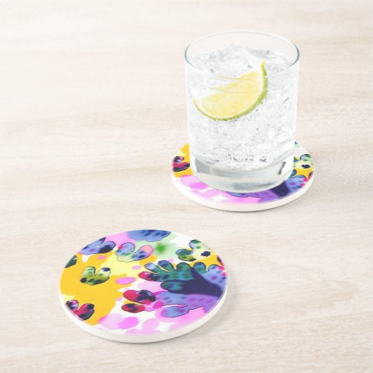 Kleurrijk levendig ontwerp zandsteen onderzetter (Zijkant)