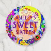 Kleurrijk Lief 16 Verjaardagsfeest Bedankjes Labels (Achterkant)