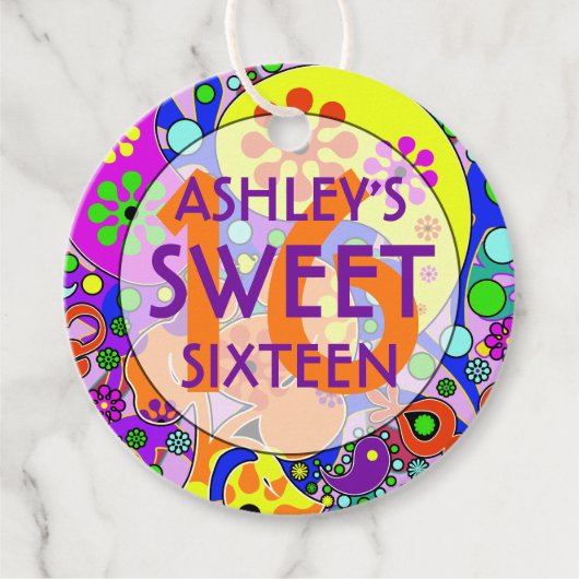 Kleurrijk Lief 16 Verjaardagsfeest Bedankjes Labels (Voorkant)