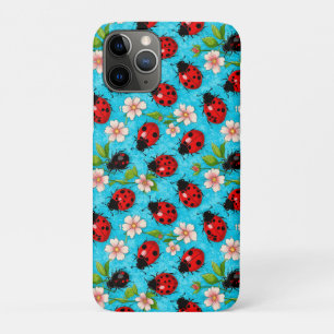 Kleurrijk Lieveheersbeestje Patroon met Bloemen iPhone 11 Pro Hoesje