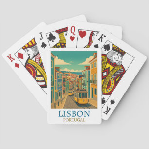 Kleurrijk Lissabon Portugal Reisillustratie Pokerkaarten