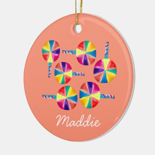 Kleurrijk lolly-patroon keramisch ornament (Links)