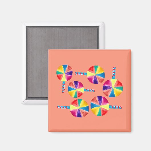 Kleurrijk lolly-patroon magneet (Voorkant / Achterkant)