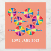 Kleurrijk lolly-patroon wijn etiket (Enkel label)