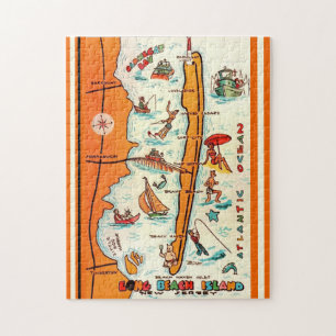 Kleurrijk Long Beach Island 11x14 kaart Legpuzzel