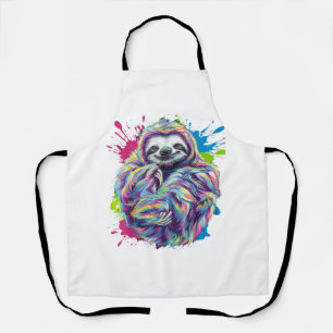 Kleurrijk luiaard Cute dier kunst Funny grafische Schort