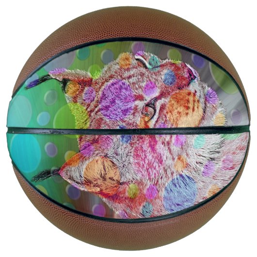 Kleurrijk Lynx portret, abstracte kunst Basketbal (Voorkant)