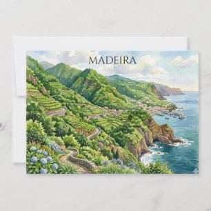 Kleurrijk Madeira Portugal Aquarel Schilderij Kaart