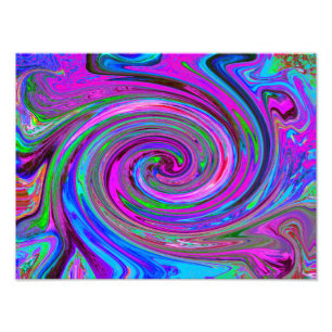 Kleurrijk Magenta Spiraal Retro Abstract Ontwerp Foto Afdruk