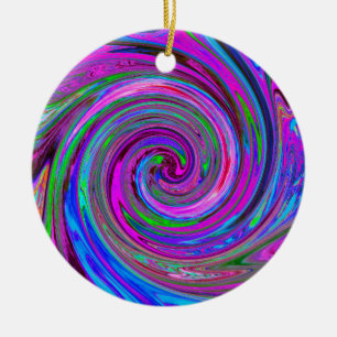 Kleurrijk Magenta Spiraal Retro Abstract Ontwerp Keramisch Ornament