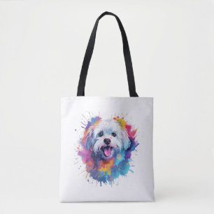 Kleurrijk Maltees Splash Art Hond T-shirt Classic Draagtas