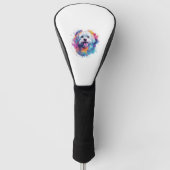 Kleurrijk Maltees Splash Art Hond T-shirt Classic  Golfheadcover (Voorkant)