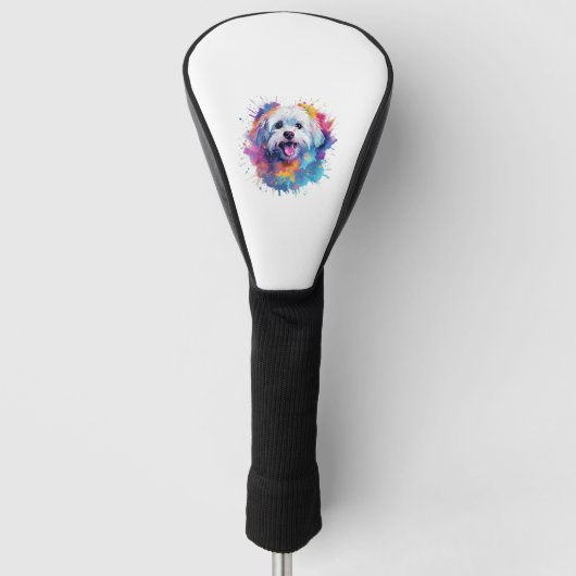 Kleurrijk Maltees Splash Art Hond T-shirt Classic  Golfheadcover (Voorkant)
