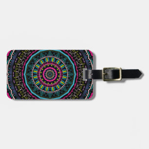 kleurrijk mandala bagagelabel