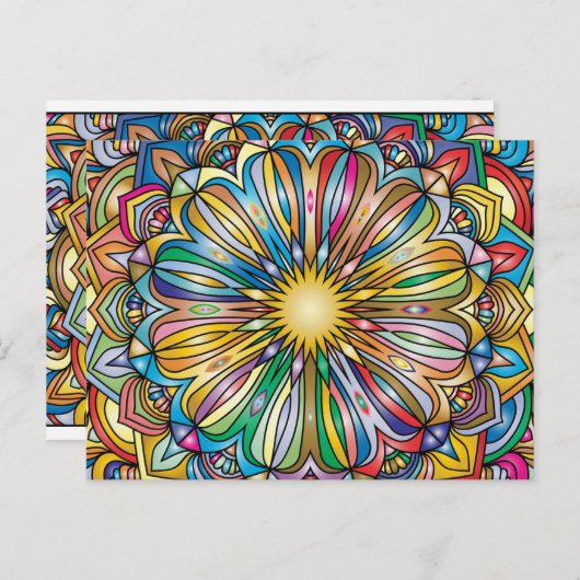 Kleurrijk Mandala Bloem Abstract Geometrisch Patro Briefkaart (Voorkant / Achterkant)