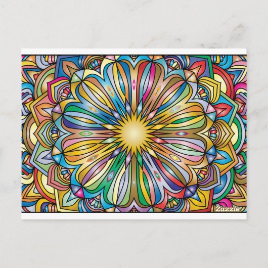 Kleurrijk Mandala Bloem Abstract Geometrisch Patro Briefkaart (Achterkant)