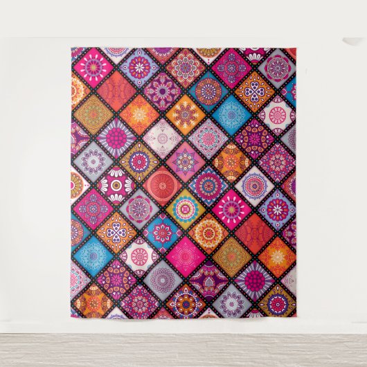 Kleurrijk mandala Patroon Wandkleed (Voorkant)