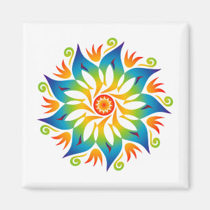 Kleurrijk Mandala ventilatorregenboogenergie Vibe- Magneet
