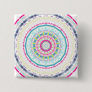 kleurrijk mandala vierkante button 5,1 cm
