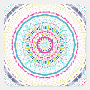 kleurrijk mandala vierkante sticker