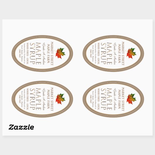 Kleurrijk mappenblad Gold Metallic Maple Oval Ovale Sticker (Vel)