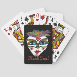 Kleurrijk Mardi Gras Glitter Veer Masker Pokerkaarten