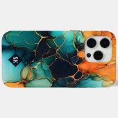 Kleurrijk Marmeren Blauw Abstract Glaskunst Monogr Case-Mate iPhone Case (Achterkant (horizontaal))