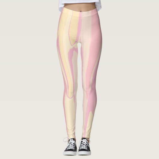 Kleurrijk marmeren golfpatroon | Roze Abstract Leggings (Voorkant)