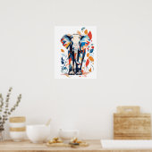 Kleurrijk Matisse geïnspireerd olifantsontwerp Poster (Keuken)