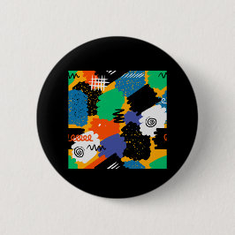 Kleurrijk maximalistisch ontwerp ronde button 5,7 cm