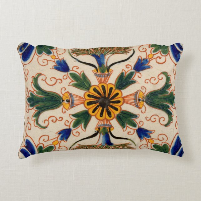 Kleurrijk mediterraan  Floral Pattern Accent Kussen (Voorkant)