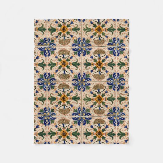 Kleurrijk mediterraan  Floral Pattern Fleece Deken (Voorkant)