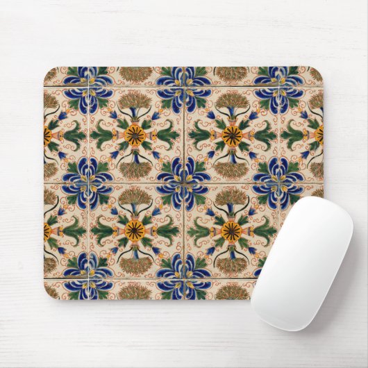 Kleurrijk mediterraan Floral Pattern Muismat (Met muis)