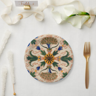 Kleurrijk mediterraan Floral Pattern Papieren Bordje