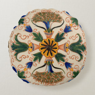 Kleurrijk mediterraan  Floral Pattern Rond Kussen