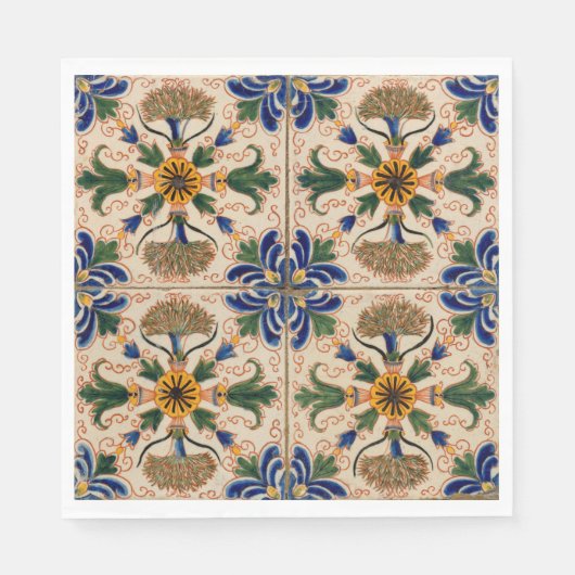 Kleurrijk mediterraan  Floral Pattern Servet (Voorkant)