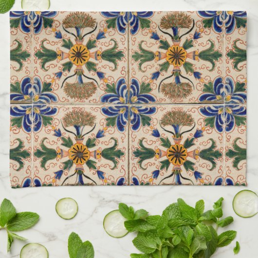 Kleurrijk mediterraan  Floral Pattern Theedoek (Gevouwen)