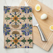 Kleurrijk mediterraan  Floral Pattern Theedoek (Quarter Fold)