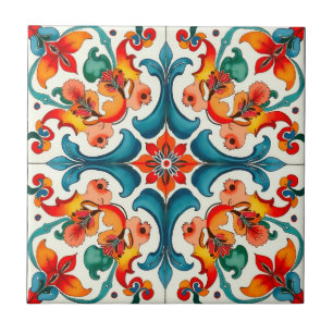 Kleurrijk, Mediterraan, mozaïek, blauw, sinaasappe Tegeltje