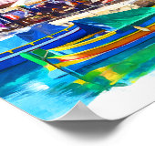 Kleurrijk mediterraan panorama Uitzicht Poster (Hoek)