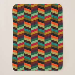 Kleurrijk Meerkleurig Herringbone Stijl Patroon Sherpa Deken