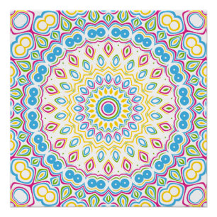 Kleurrijk Meerkleurig Mandala Patroon Perfect Poster