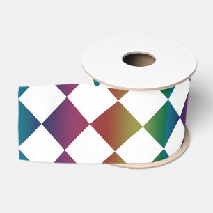 Kleurrijk Meerkleurige Diamant Harlekijn Schaken Grosgrain Lint